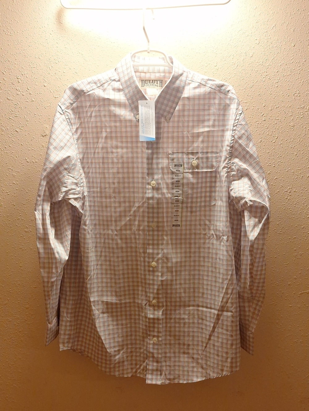 Duluth Trading Co Blue & White With Yellow And Red Plaid Button-Down Dress Shirt